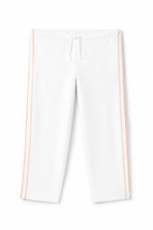 Women | Vintage Orange Stitched Cropped Sweatpant | White