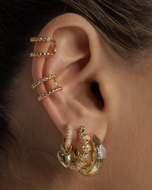 Puffy Heart Huggies | Cubic Zirconia | Gold