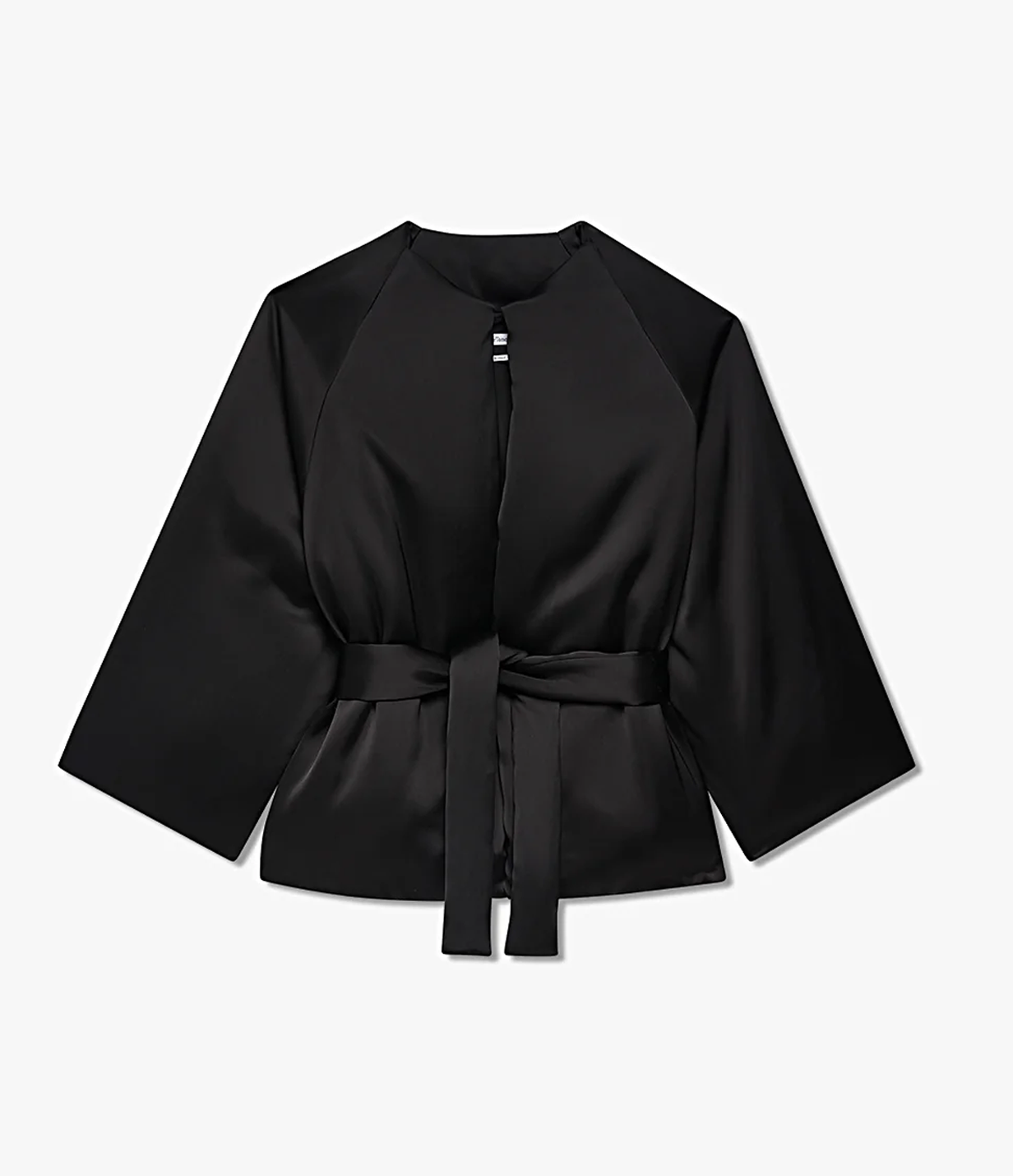 Another Tomorrow Padded Wrap Coat in Black – Satin Women's Outerwear