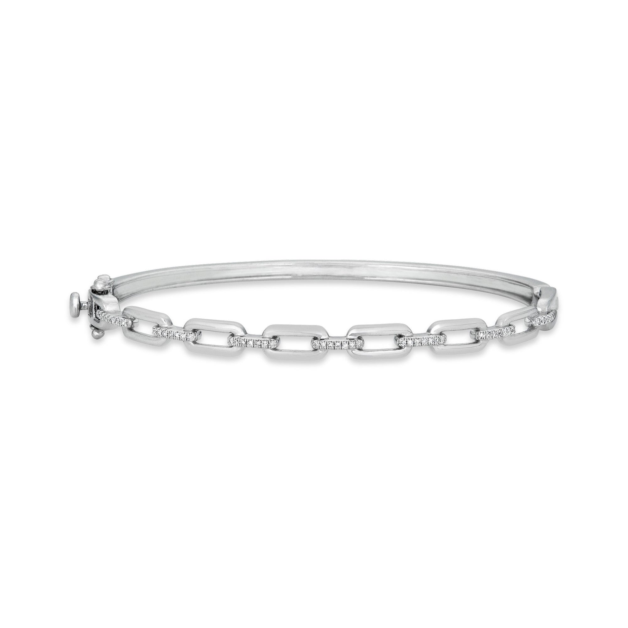 Pave Diamond Open Link Cuff | 14K White Gold