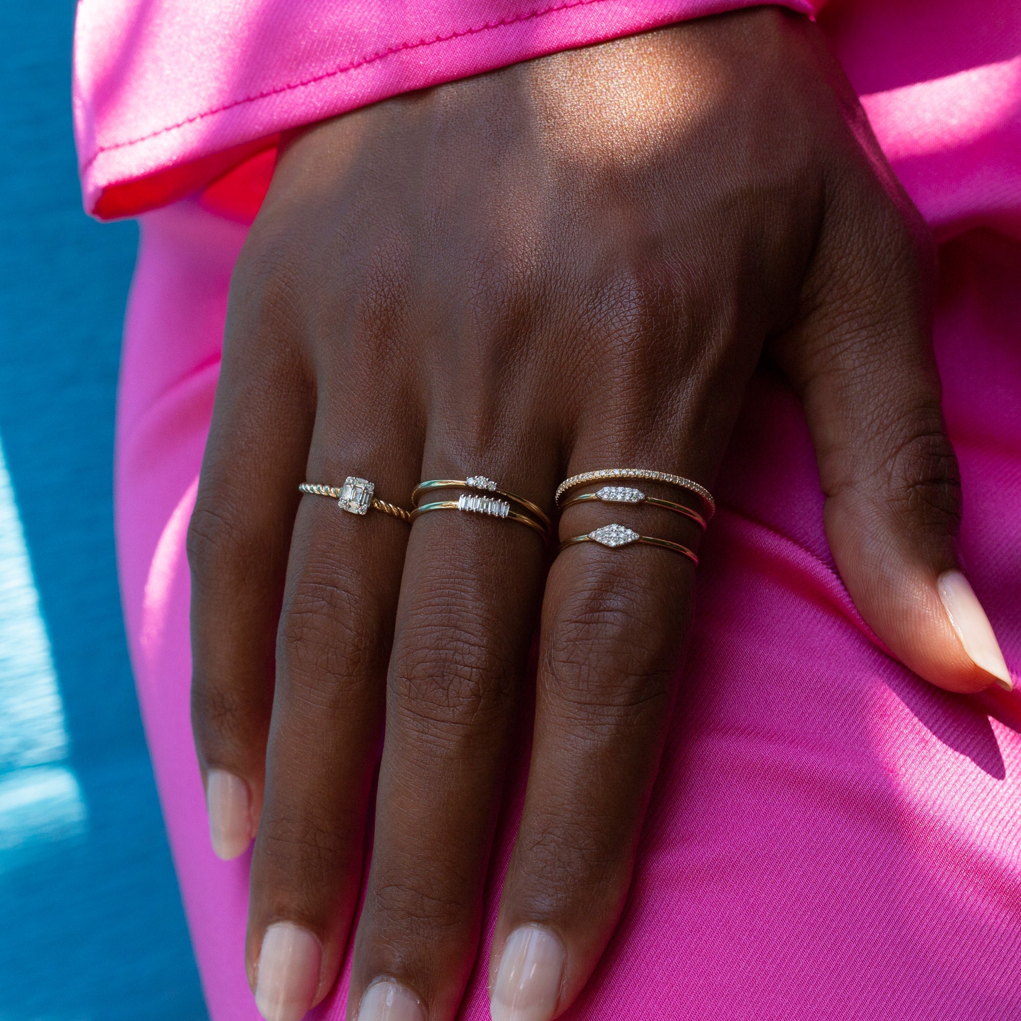 Pave Diamond Shape Ring | 10K White Gold