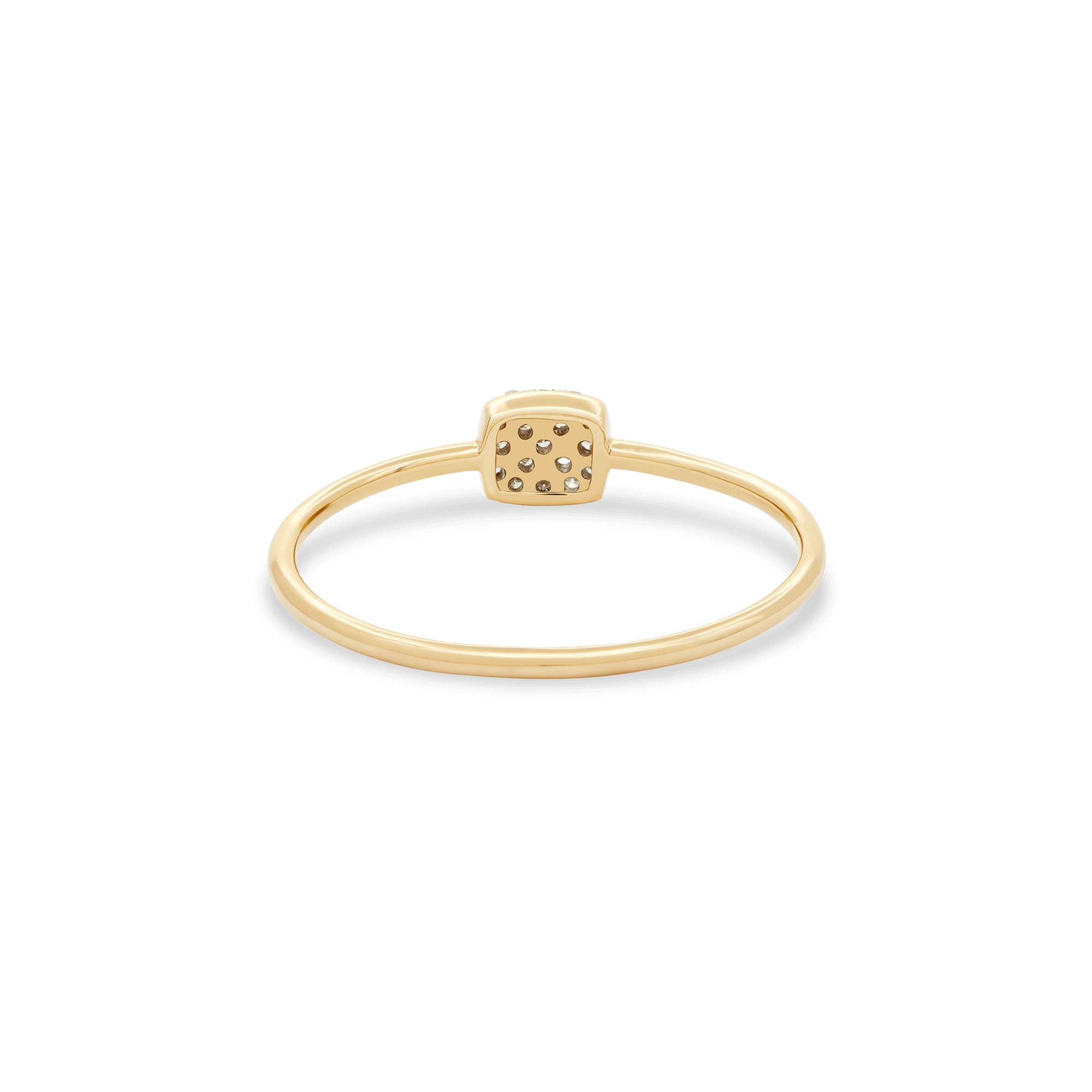 Pave Diamond Squared Ring | 10K Solid Yellow Gold