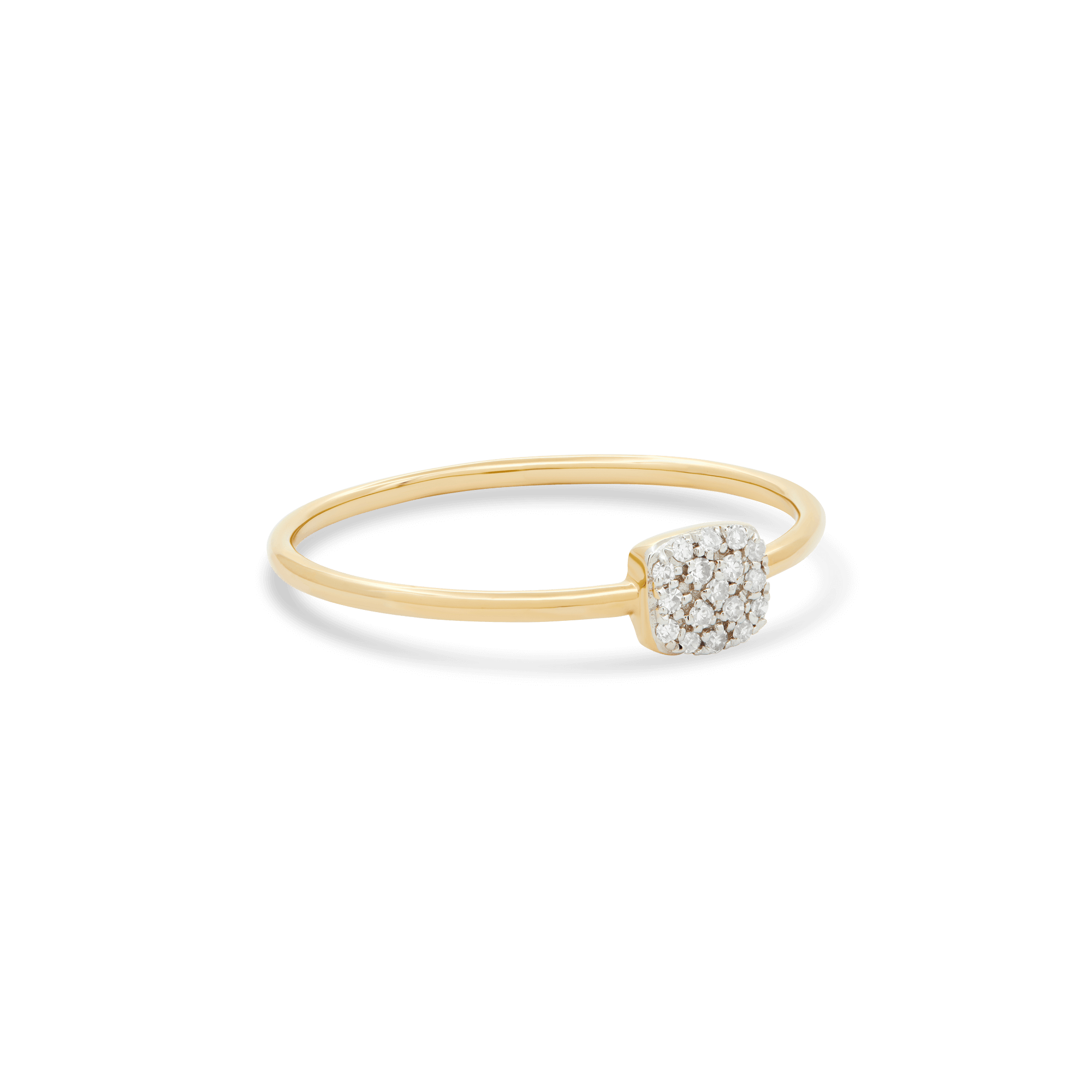 Pave Diamond Squared Ring | 10K Solid Yellow Gold
