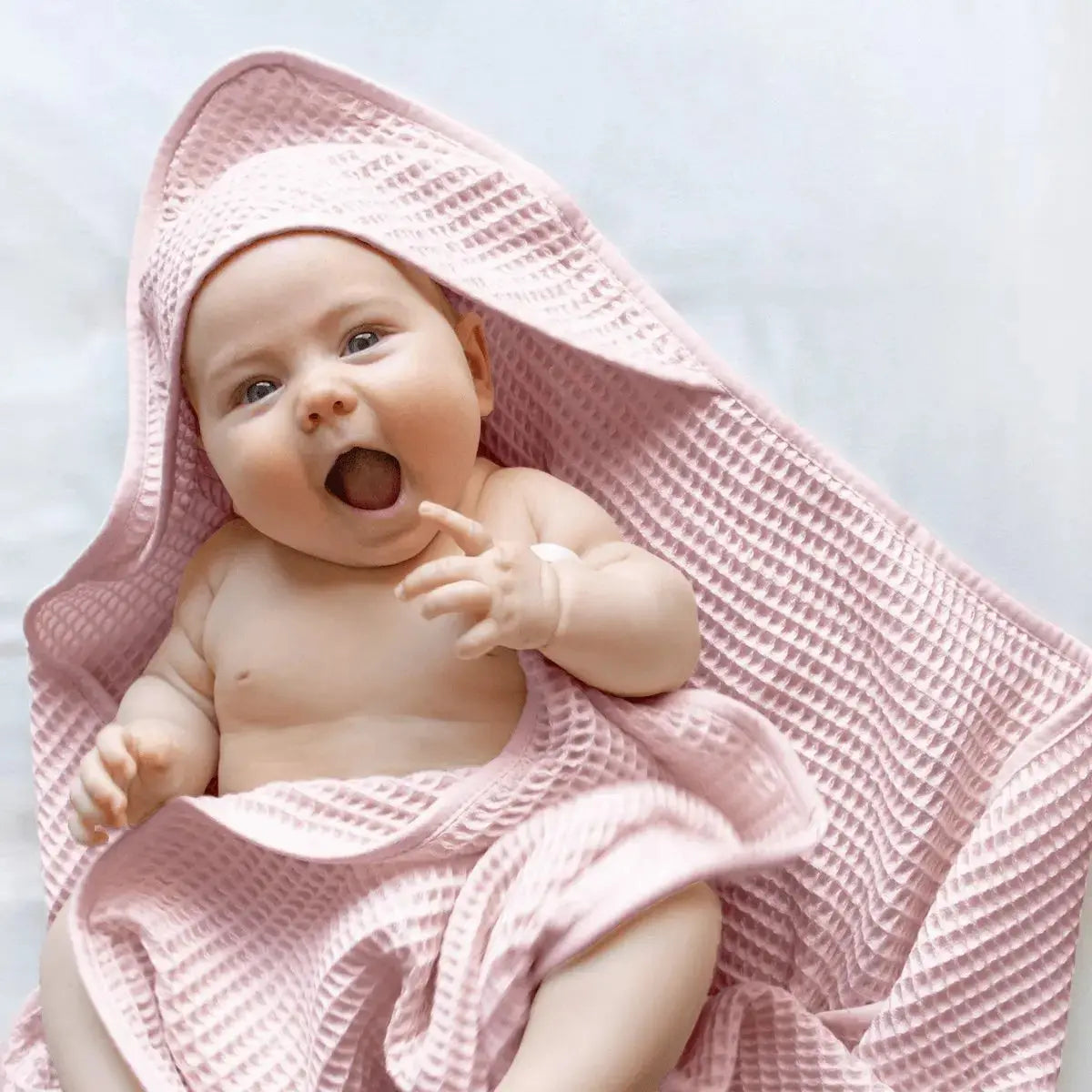 Bamboo Waffle Hooded Baby Towel | Rose