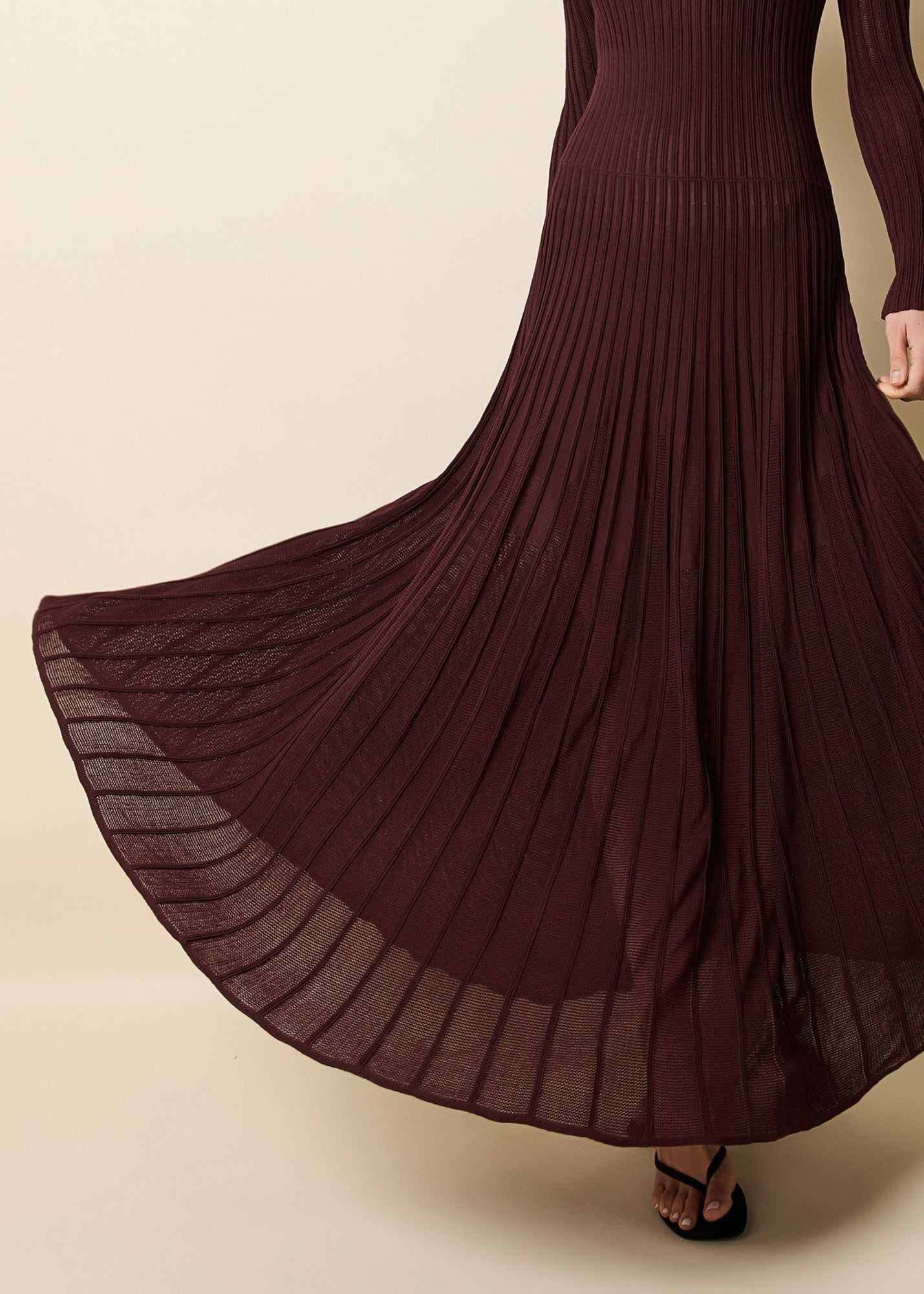 Sloane Dress Mesh Pointelle | Raisin Brown