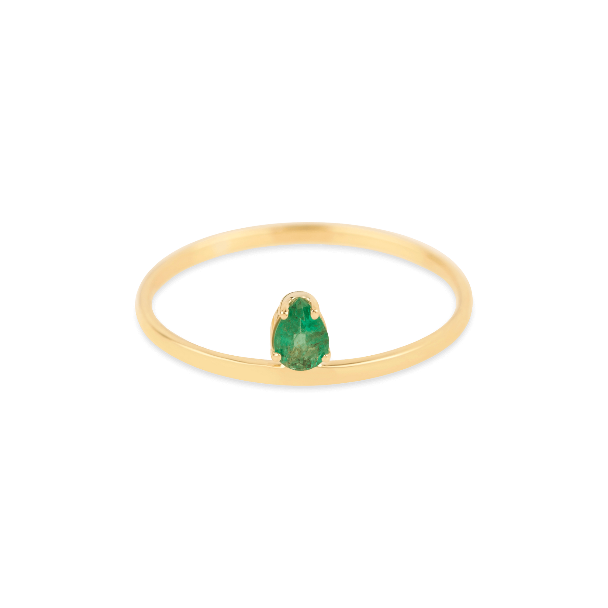 Pear Cut Emerald Flat Band Ring