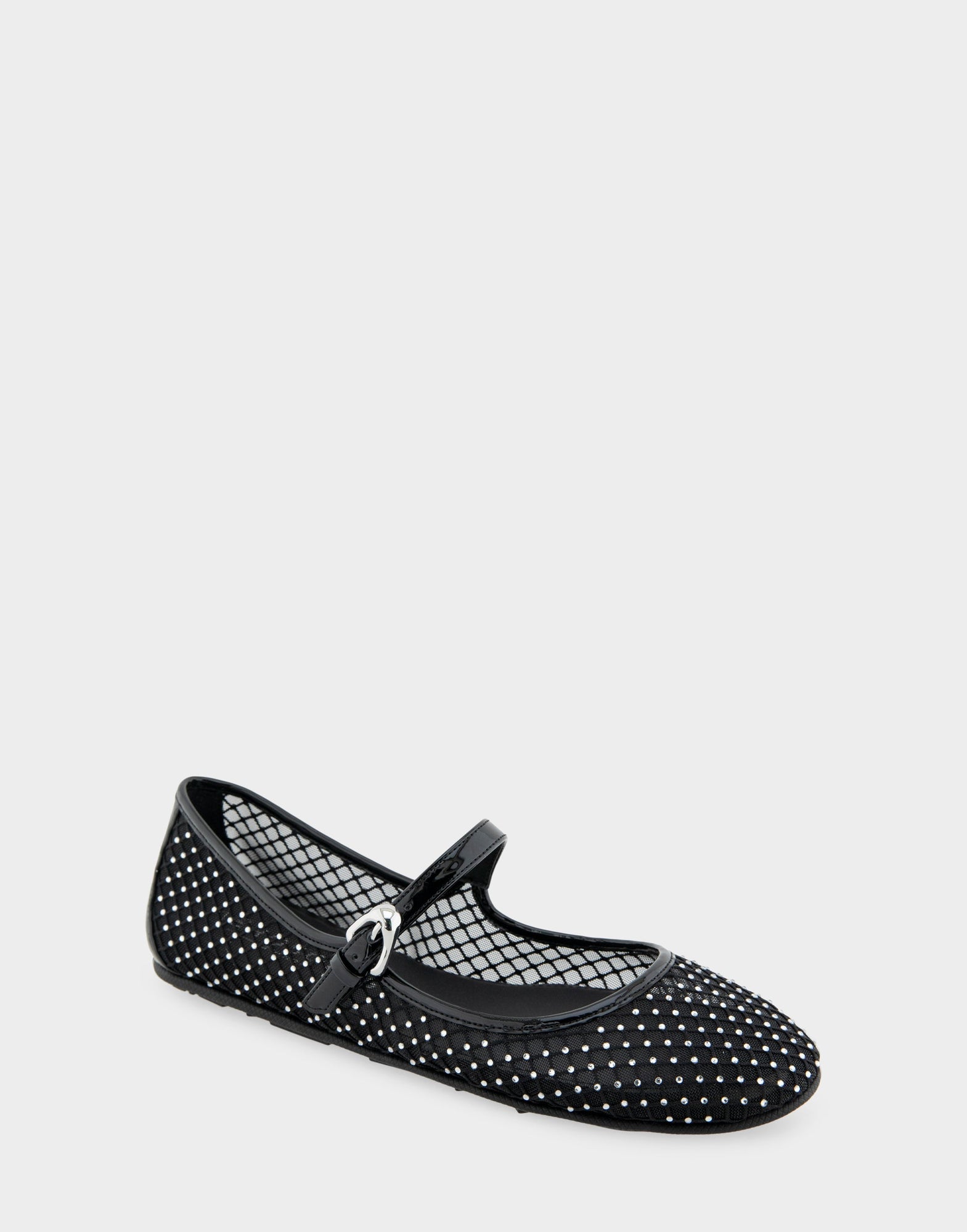 Peggy Mary Jane Flat | Crystal/Black Mesh Fabric