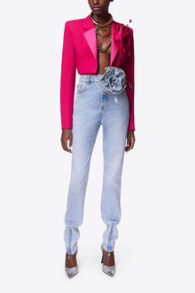Flower Corsage Cropped Blazer | Raspberry