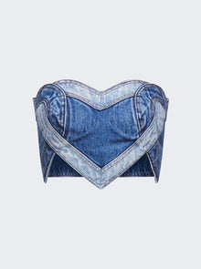 AREA | Patchwork Heart Bandeau Medium Wash | Blue