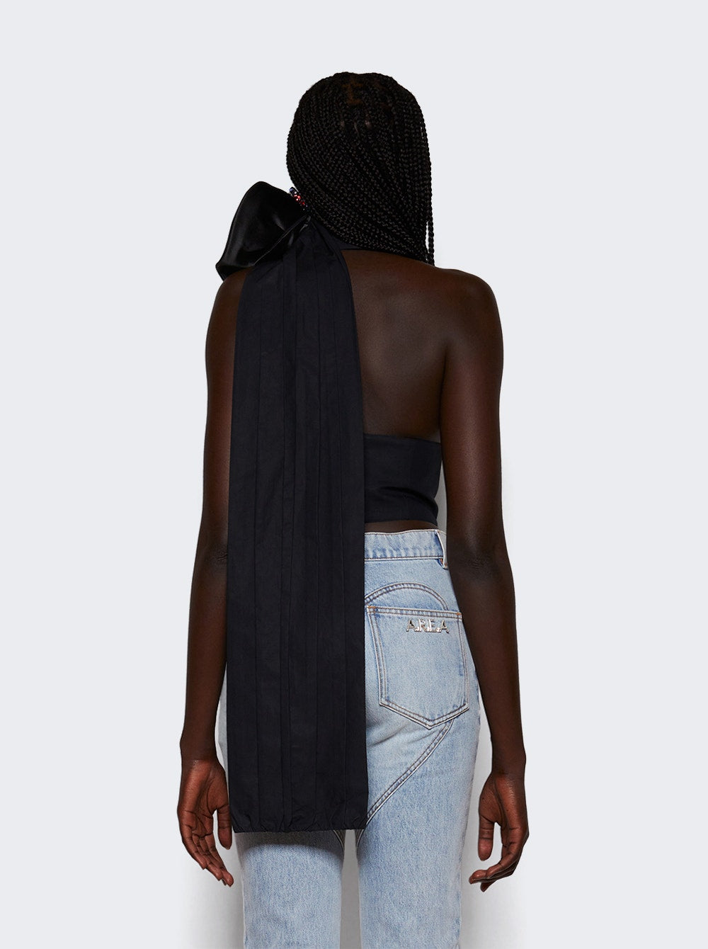 AREA | Flower Corsage Halter Top | Black