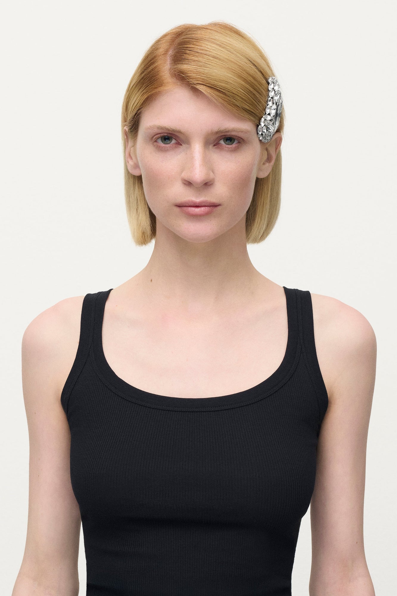 Clear Crystal Glass | Medium Cluster Triangle Hairclip | Silver