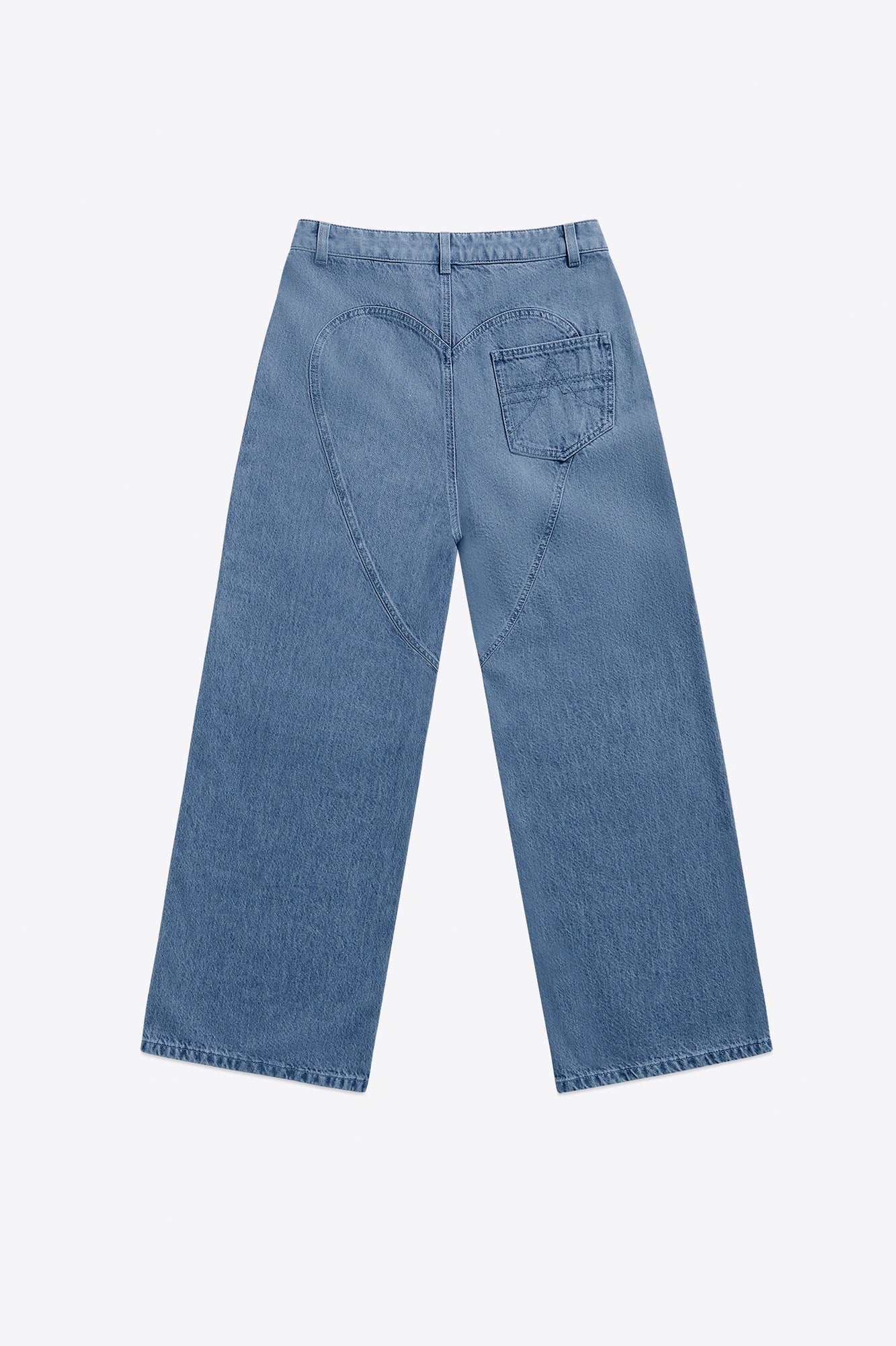 Distressed Crystal Relaxed Slit Jean | Medium Blue