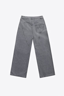 Distressed Crystal Relaxed Slit Jean | Light Grey