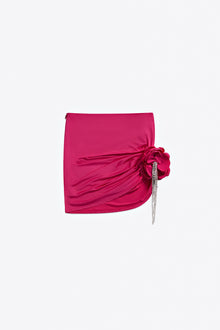 Crystal Flower Draped Mini Skirt | Fuchsia