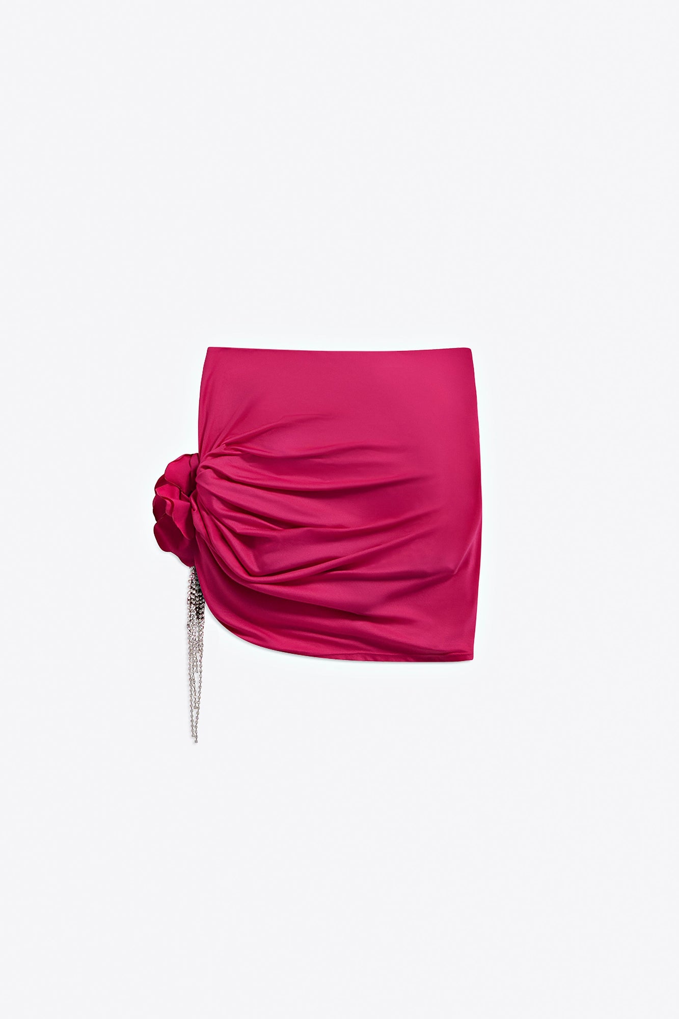 Crystal Flower Draped Mini Skirt | Fuchsia