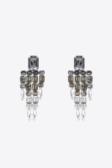 Ombre Grey Crystal Glass | Chandelier Earrings | Silver
