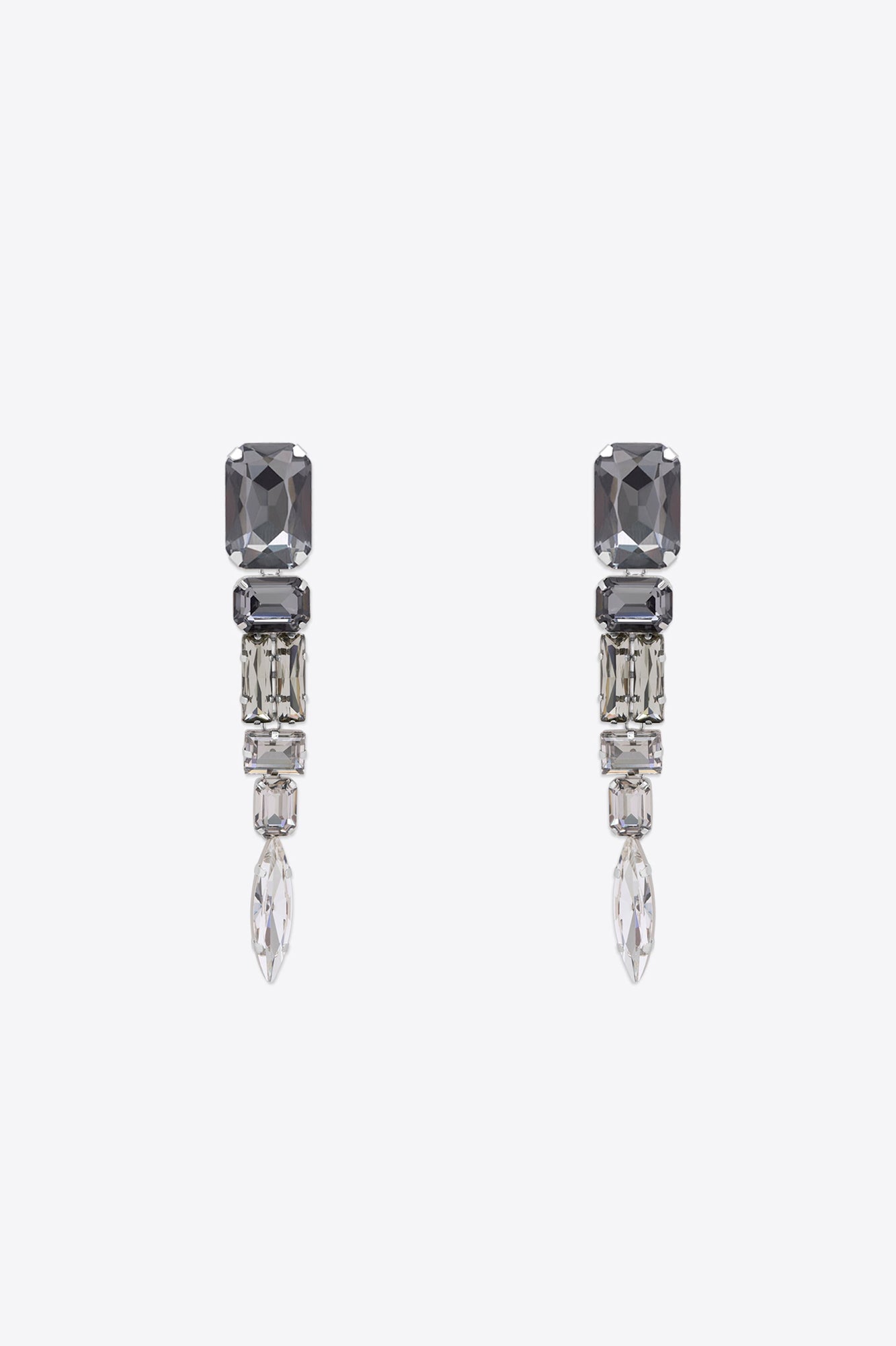 Ombre Grey Crystal Glass | Drop Earrings | Silver