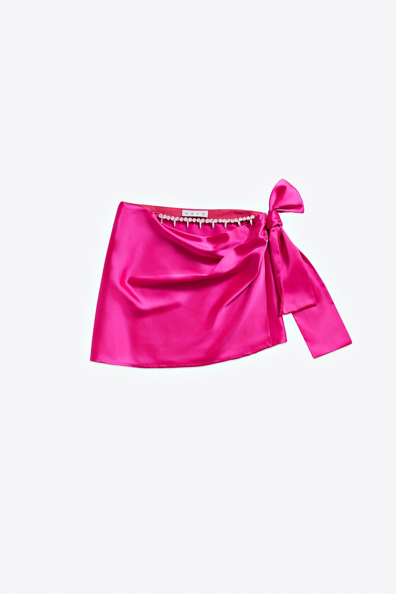 Crystal Embellished Satin Mini Skirt | Fuchsia