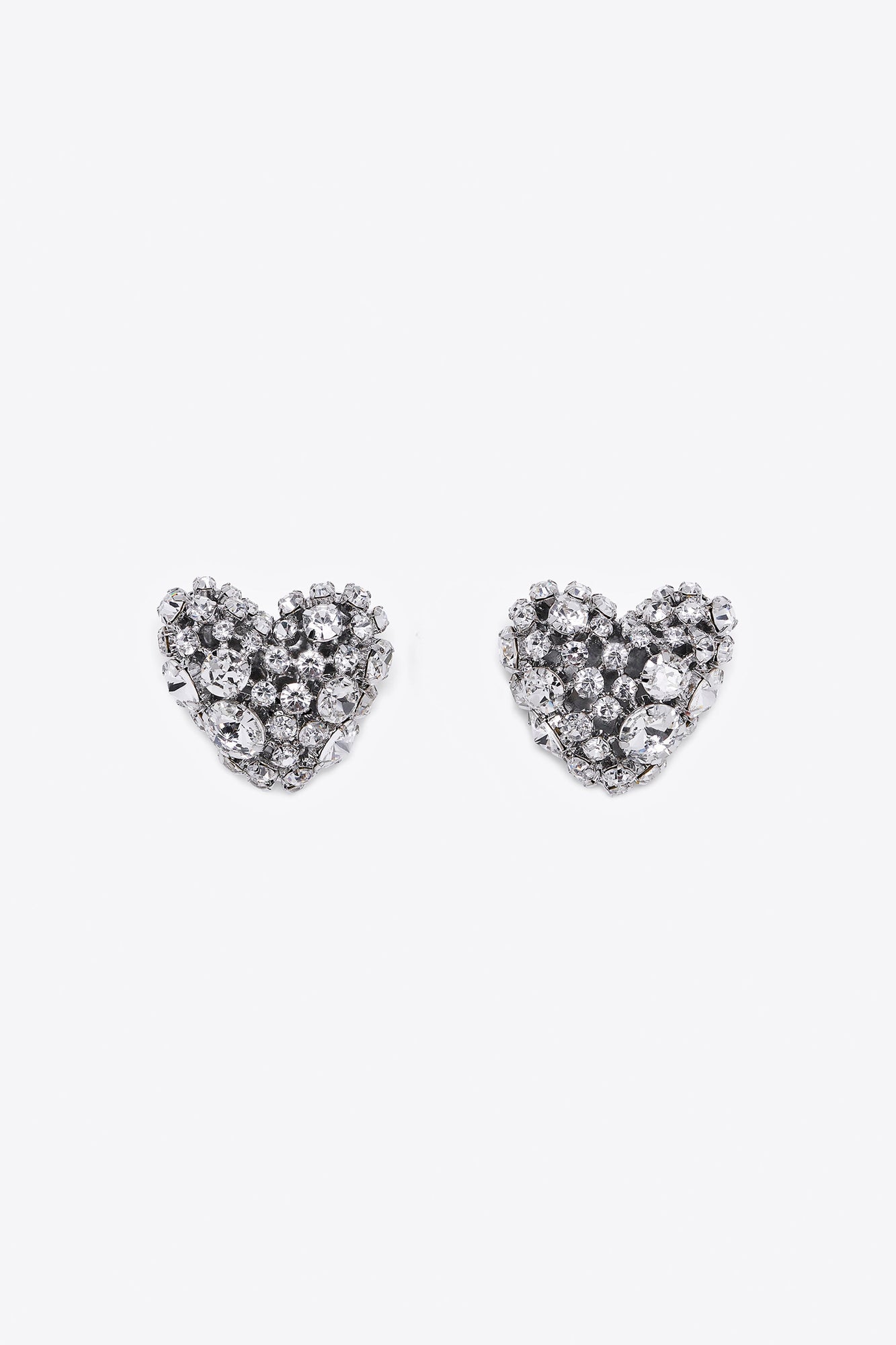 Crystal Cluster Heart Earrings | Clear Crystal/Silver