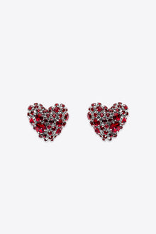 Crystal Cluster Heart Earrings | Red Crystal/Silver