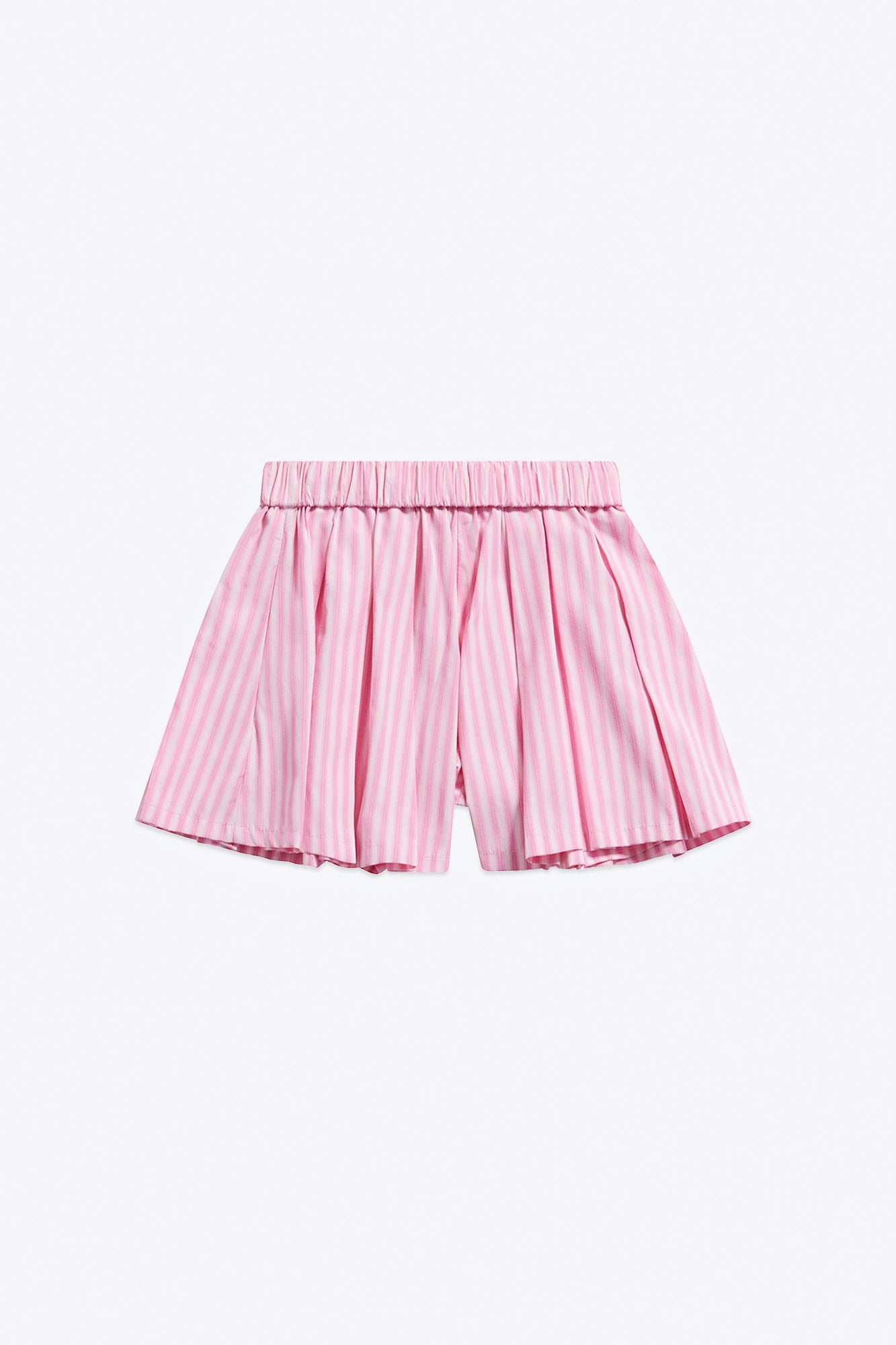 Crystal Grommet Poplin Pleated Short | White/Pink