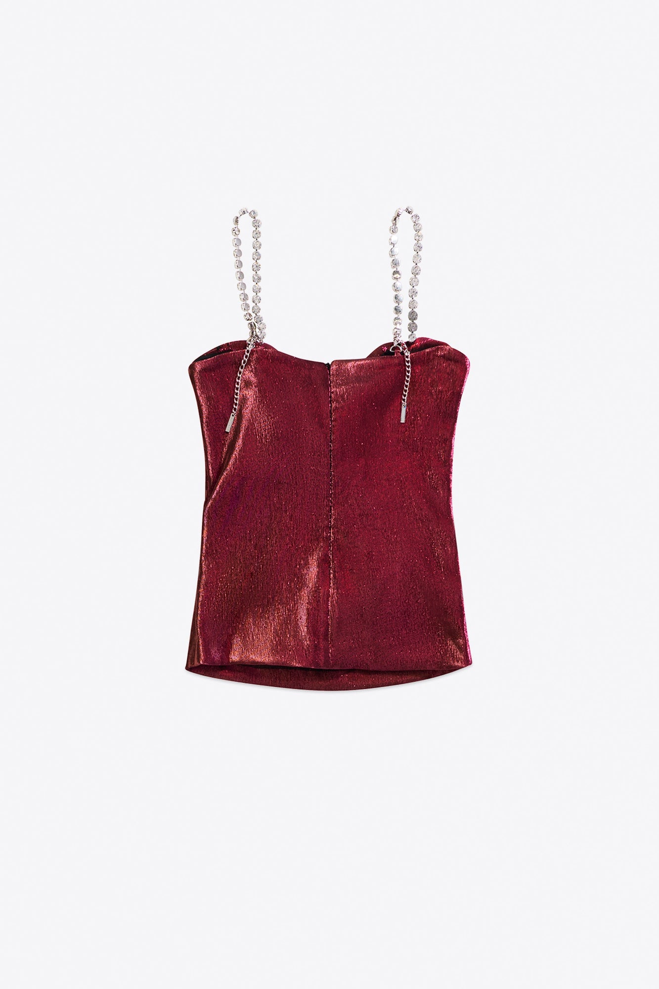 Crystal Embellished Stretch Lame Cutout Top | Fuchsia/Orange