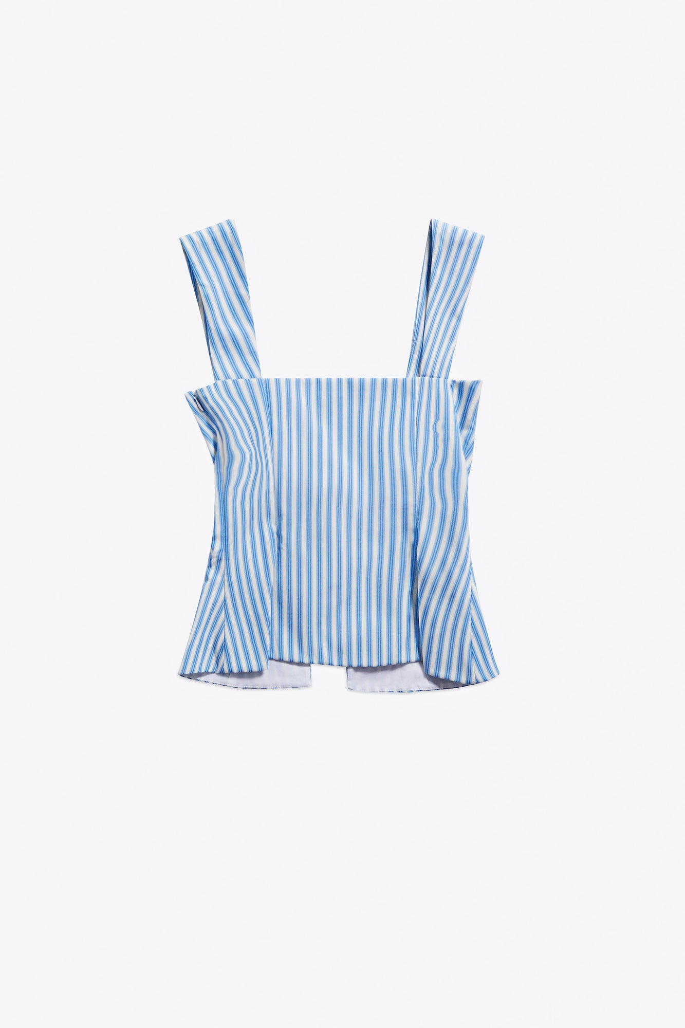 Crystal Grommet Poplin Corset Top | White/Blue