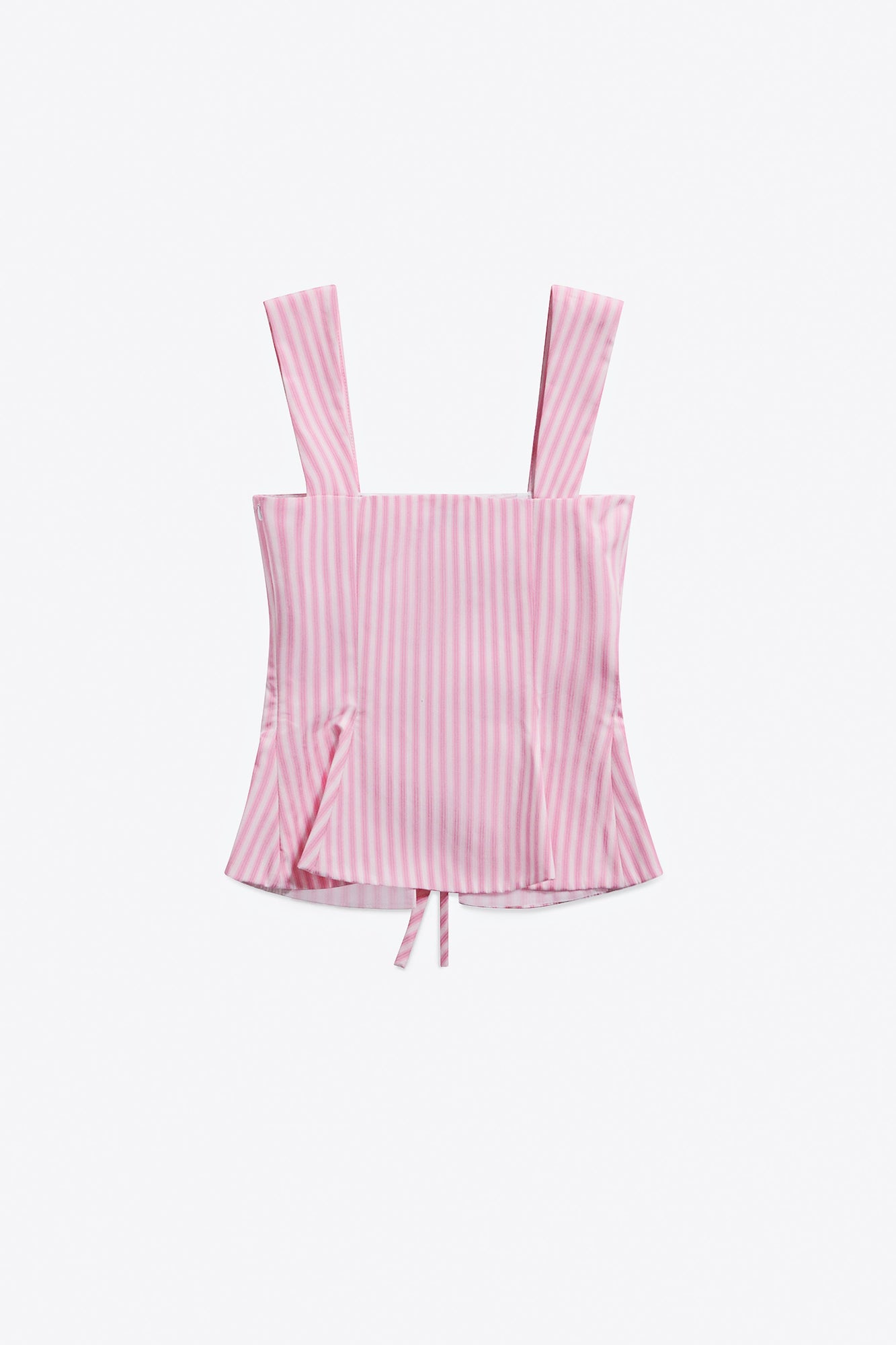Crystal Grommet Poplin Corset Top | White/Pink