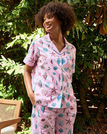 Beachcomber  - Short Sleeve Top & Cropped Pants Set - Pink Sand - Printfresh