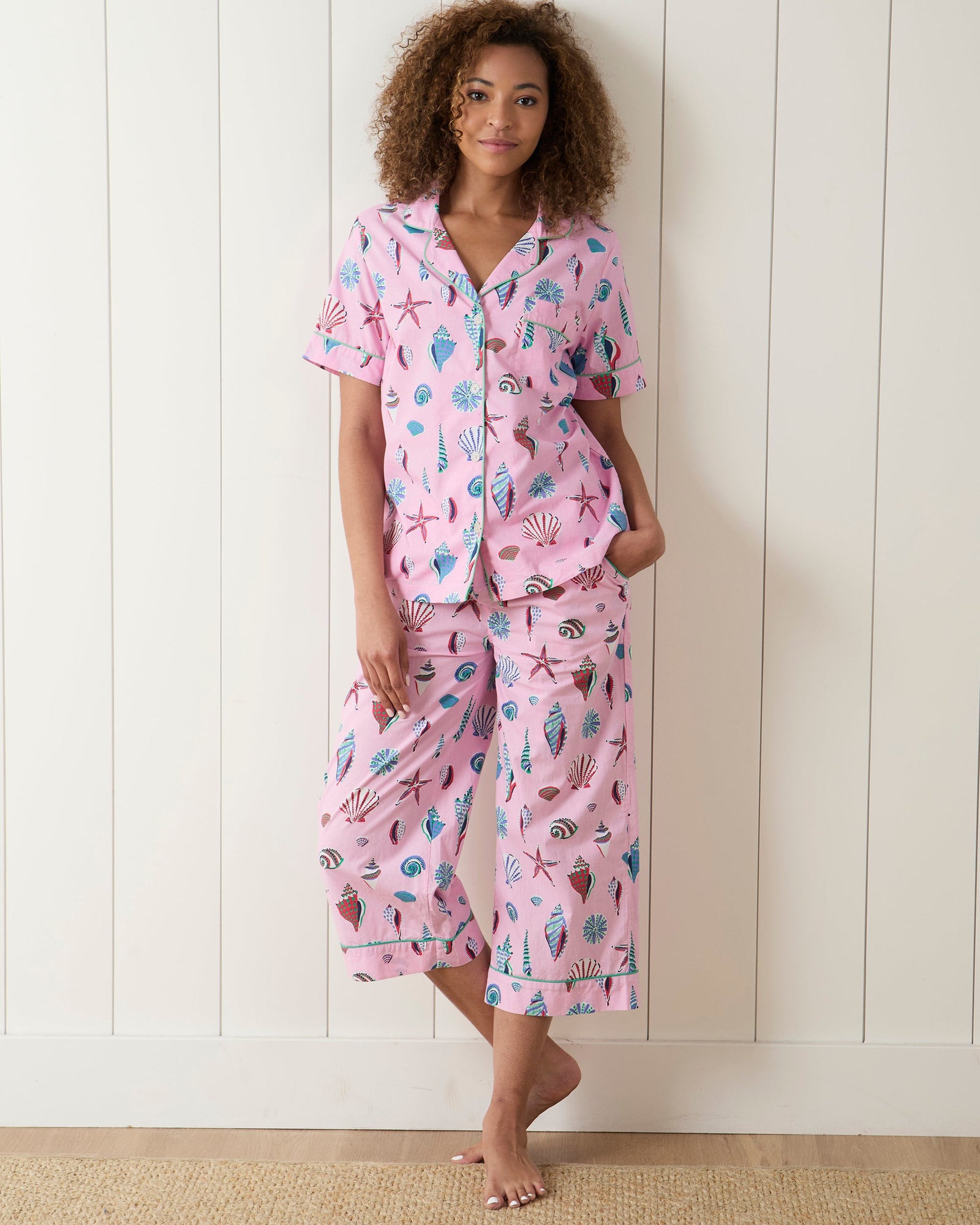 Beachcomber  - Short Sleeve Top & Cropped Pants Set - Pink Sand - Printfresh