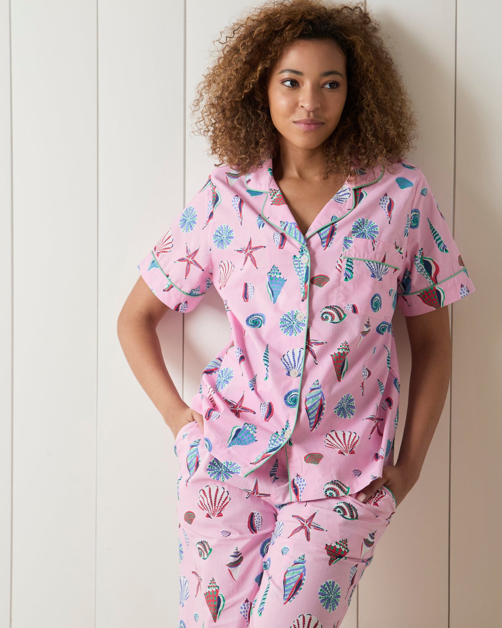 Beachcomber  - Short Sleeve Top & Cropped Pants Set - Pink Sand - Printfresh