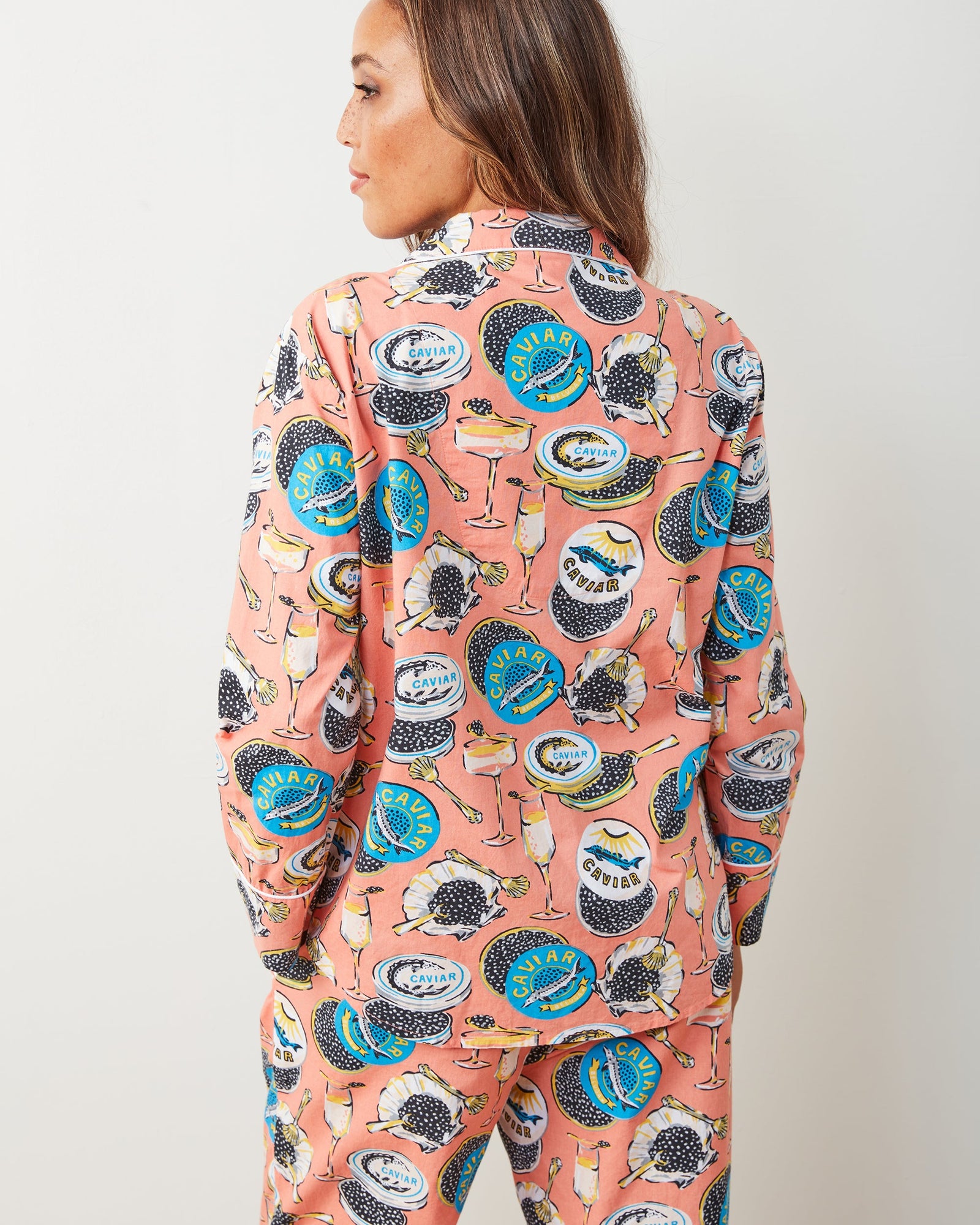 Long PJ Set | Champagne & Caviar - Salmon