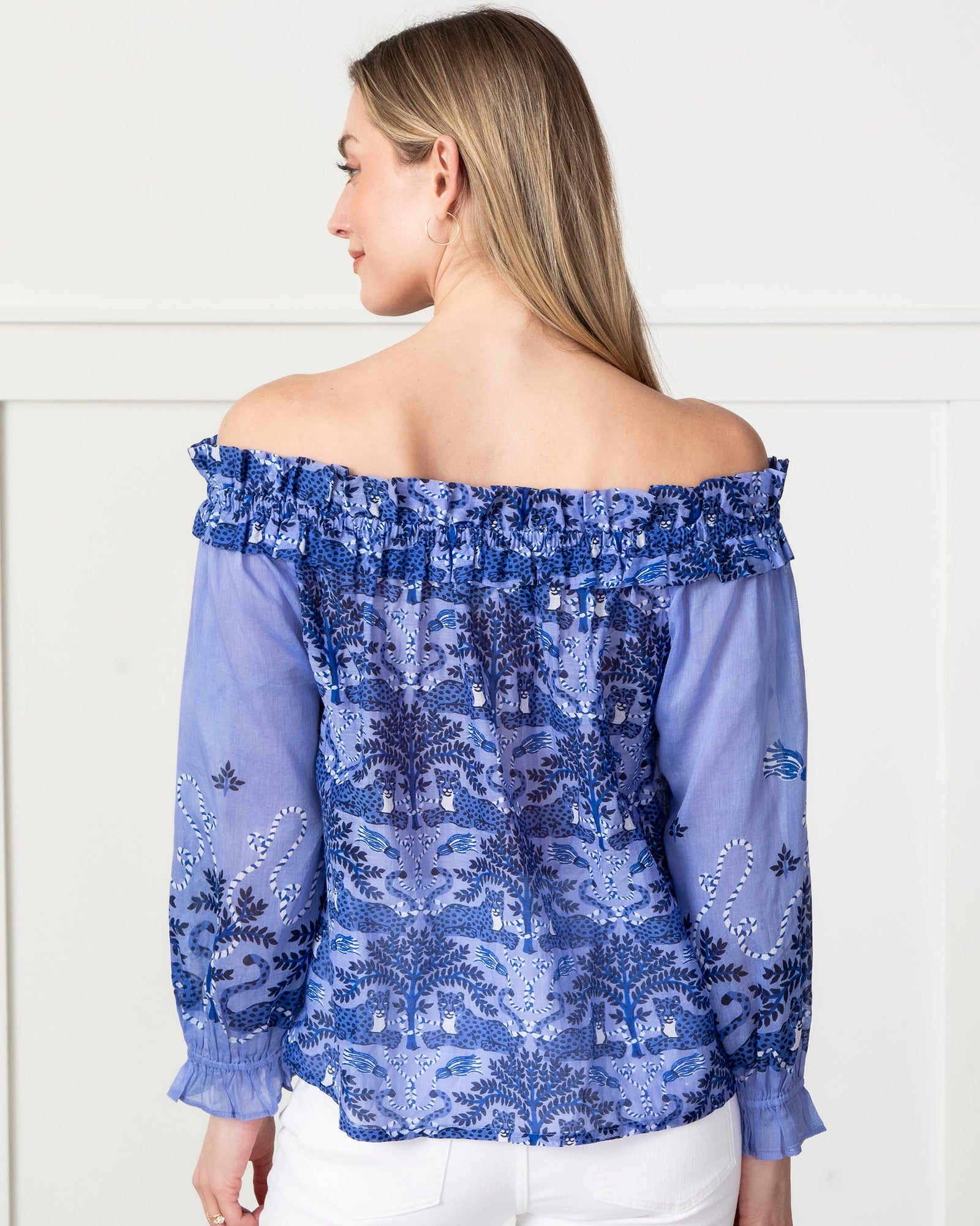 Elegant Escape Top | Charming Cheetahs (Blue)