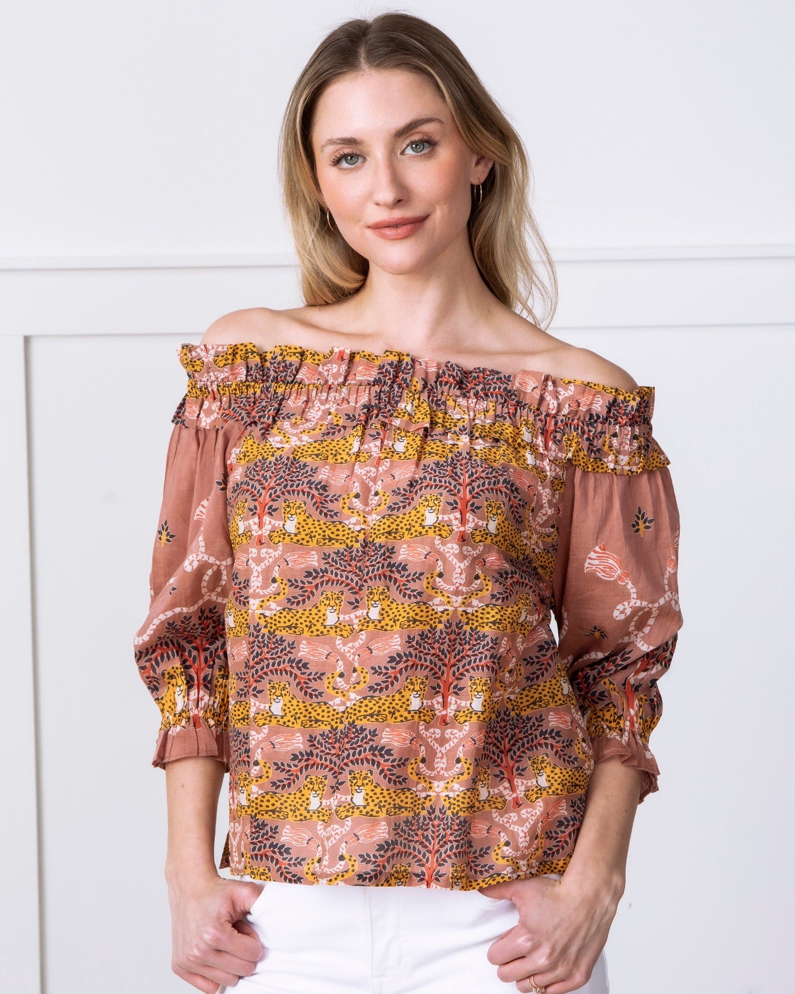 Elegant Escape Top | Charming Cheetahs (Brown)