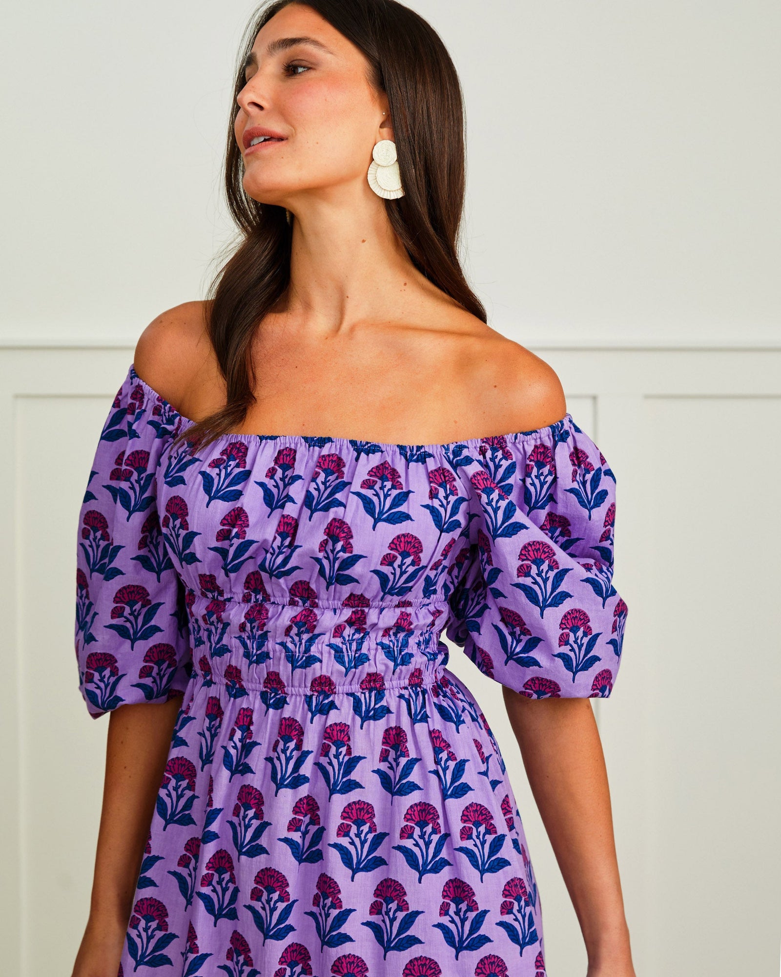 Countryside Drives - Skip Ahead Midi Dress - Lavender Fields - Printfresh