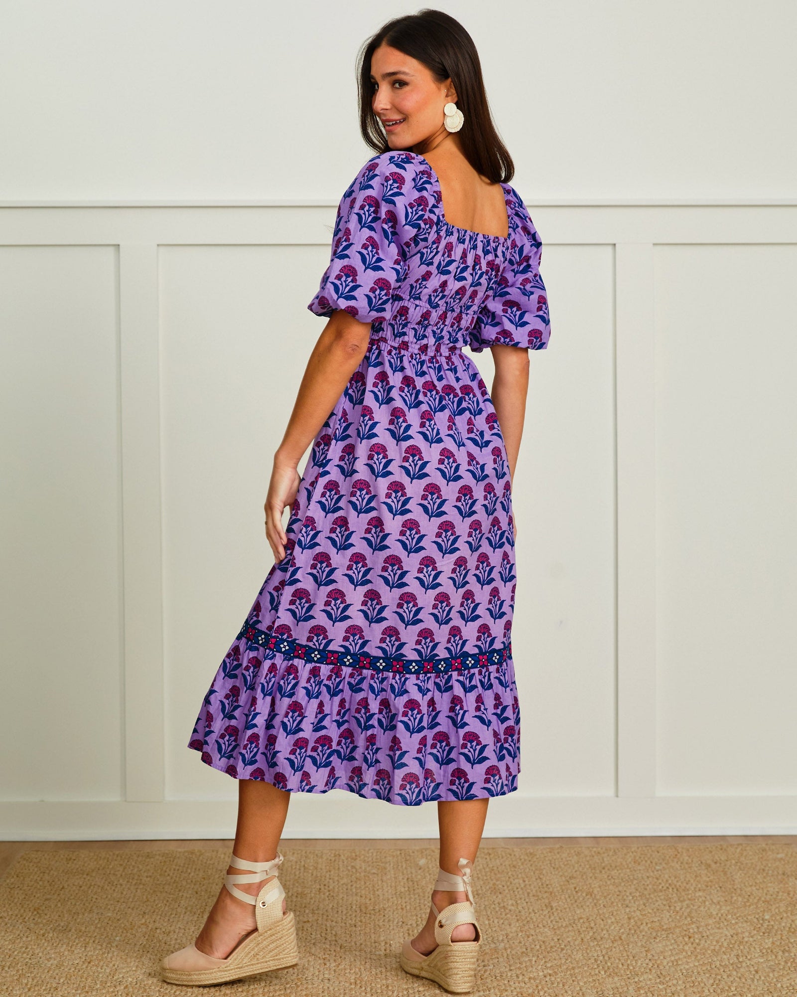 Countryside Drives - Skip Ahead Midi Dress - Lavender Fields - Printfresh