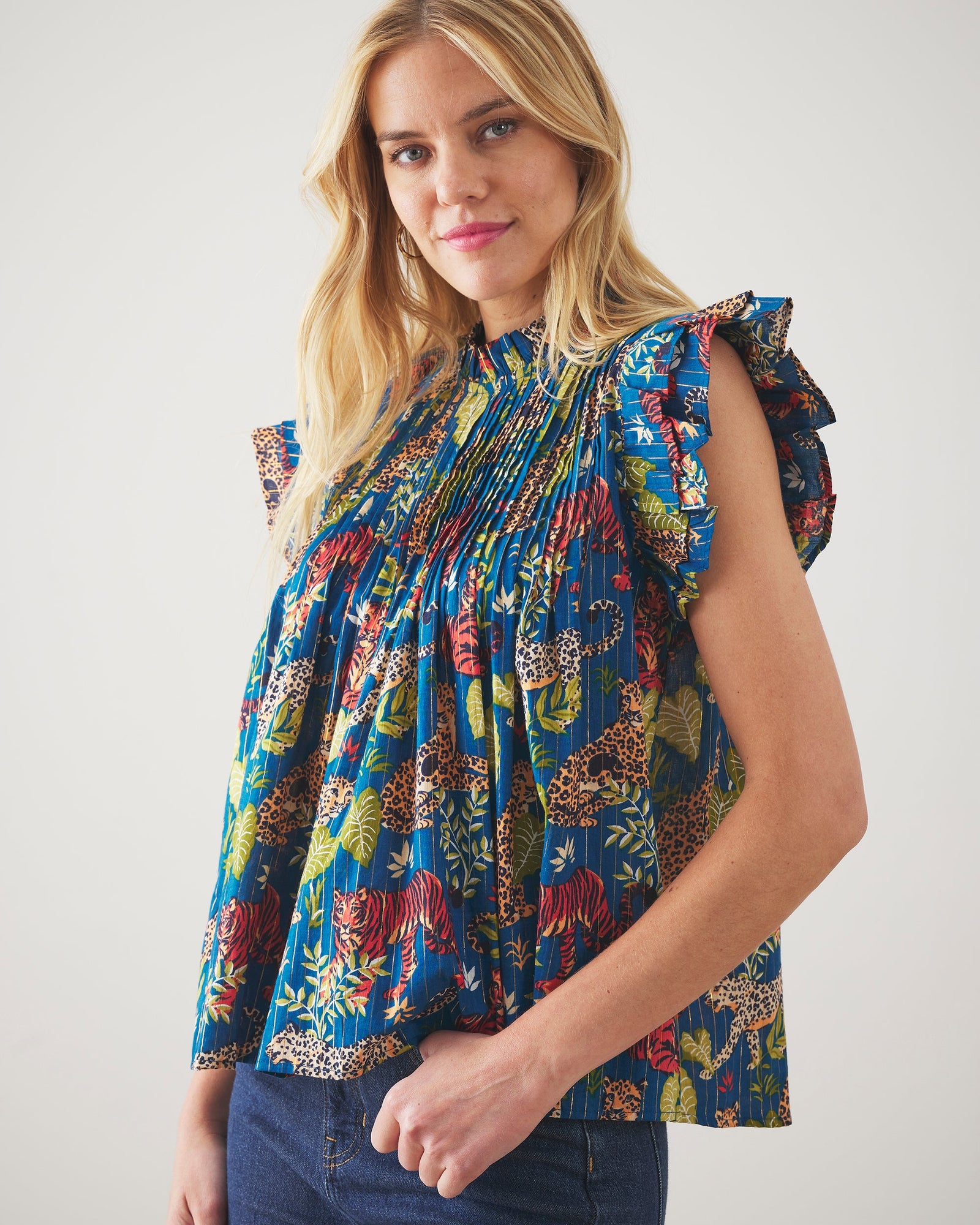 When in Doubt Blouse | Feline Fatale (Blue)