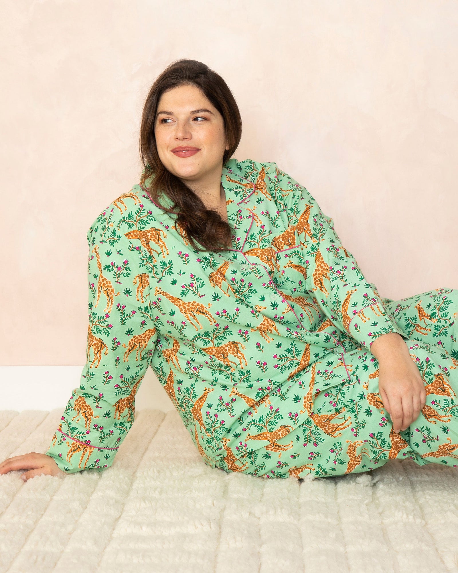 Grazing Giraffes - Long Sleep Set - Sage - Printfresh