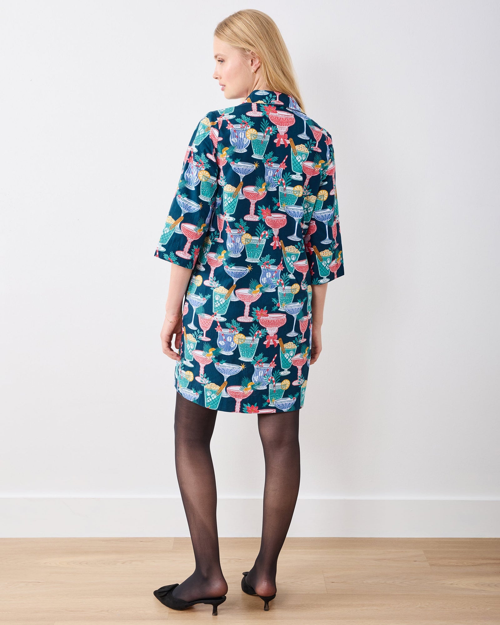 Christmas Cocktails - Goa Dress - Navy - Printfresh