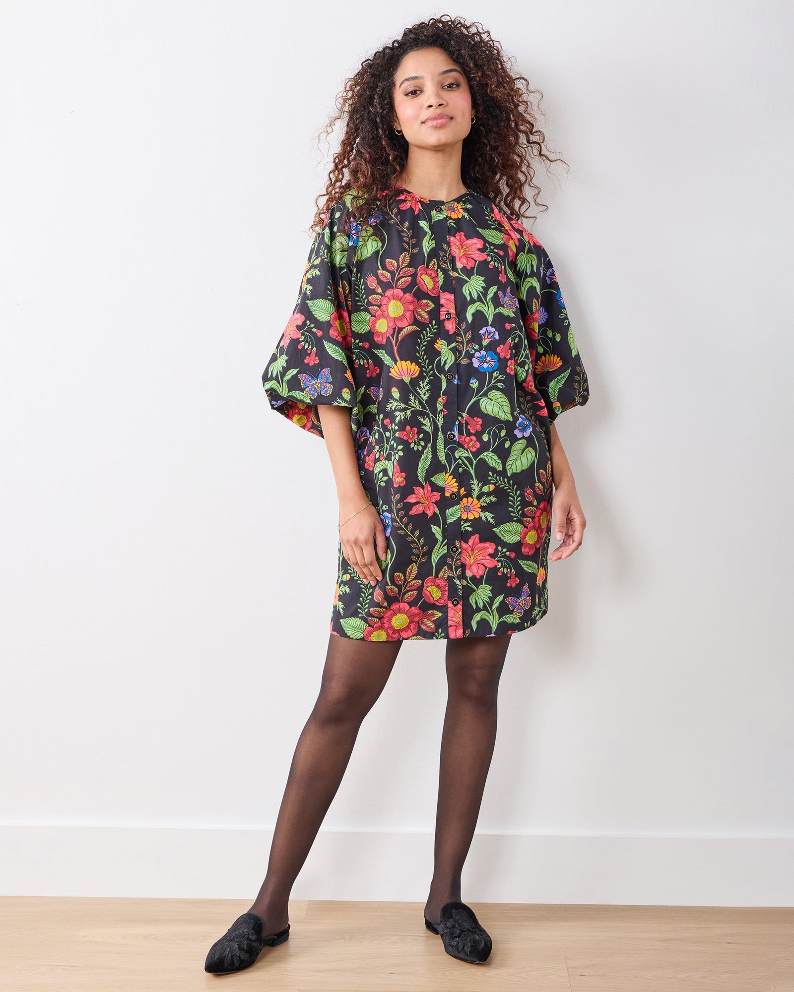 Moonlit Botanical - Blair Dress - Ink - Printfresh