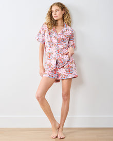 Christmas Carousel - Midweight Flannel Short PJ Set - Pink Garland - Printfresh