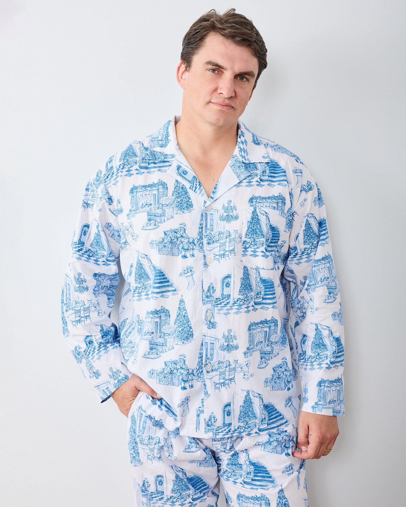 Hollywood Holiday - Men's Long PJ Set - Snow Cloud - Printfresh