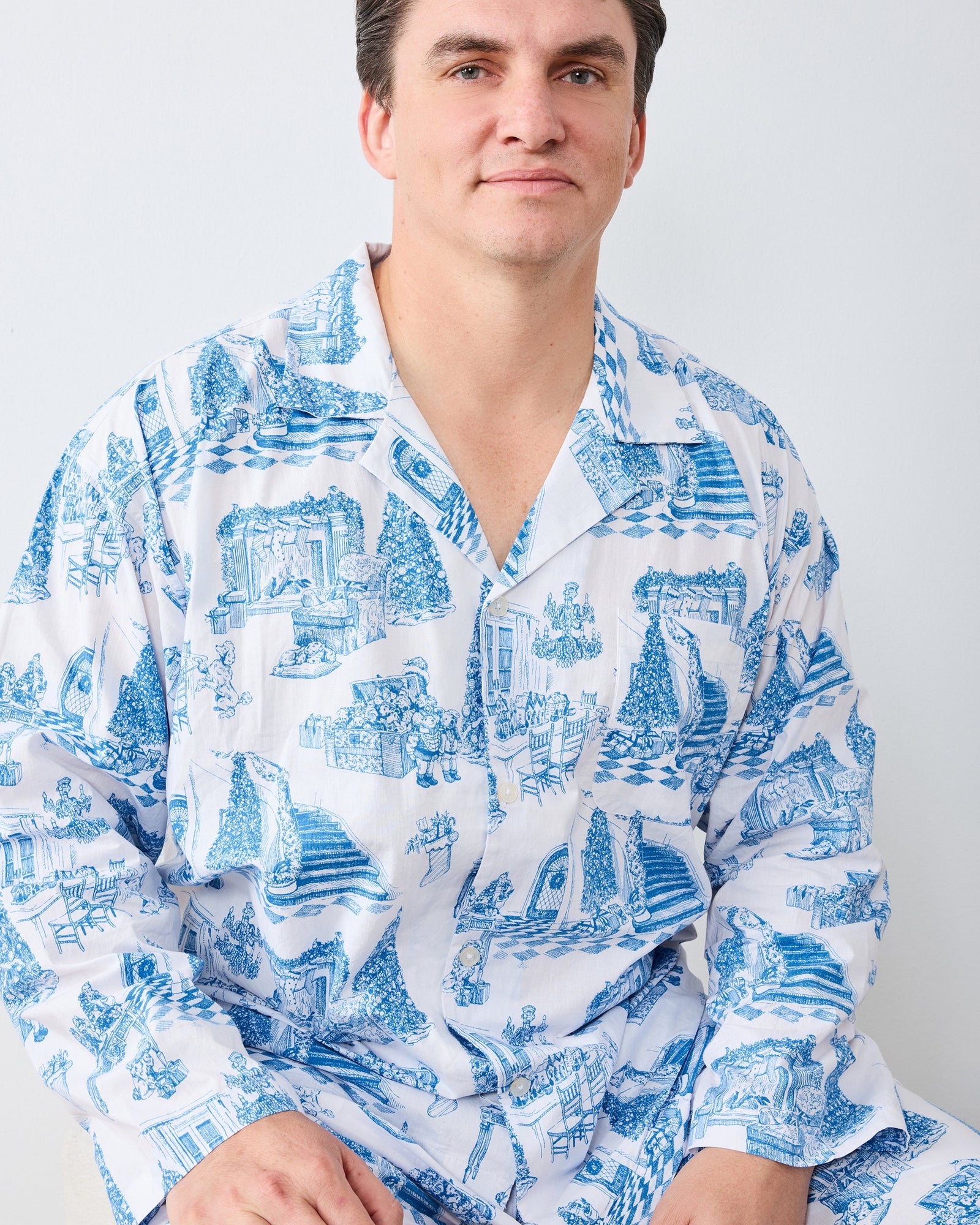 Hollywood Holiday - Men's Long PJ Set - Snow Cloud - Printfresh