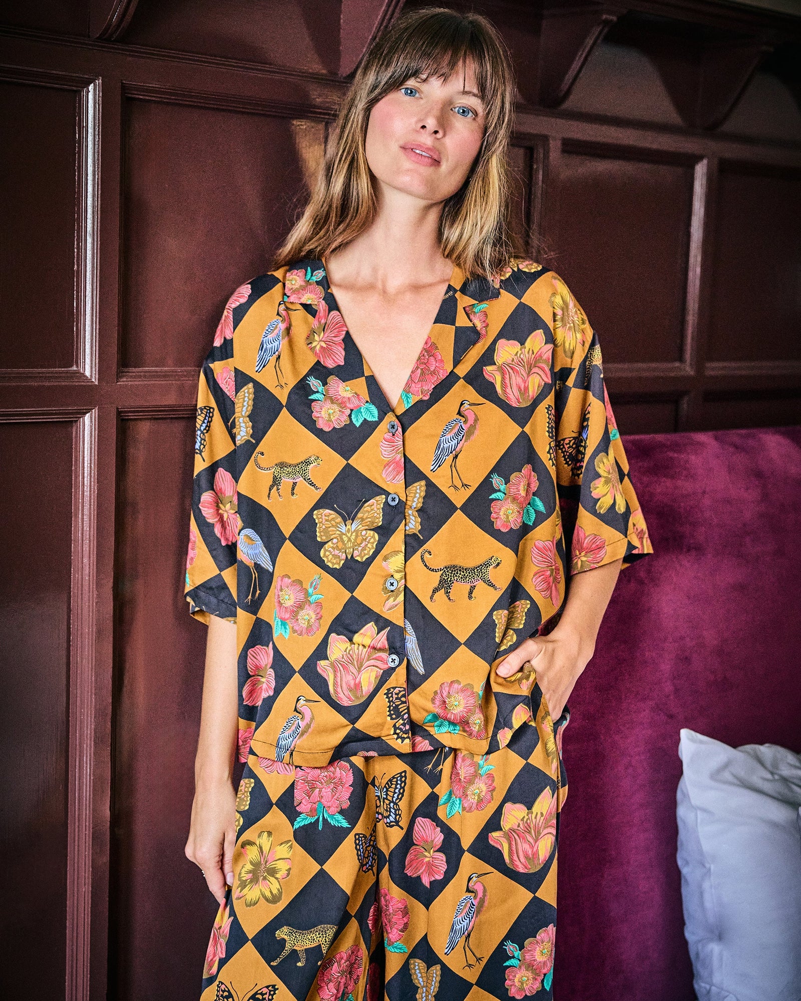 Botanical Checkerboard - Eco Satin Wildest Dreams Set | Caramel