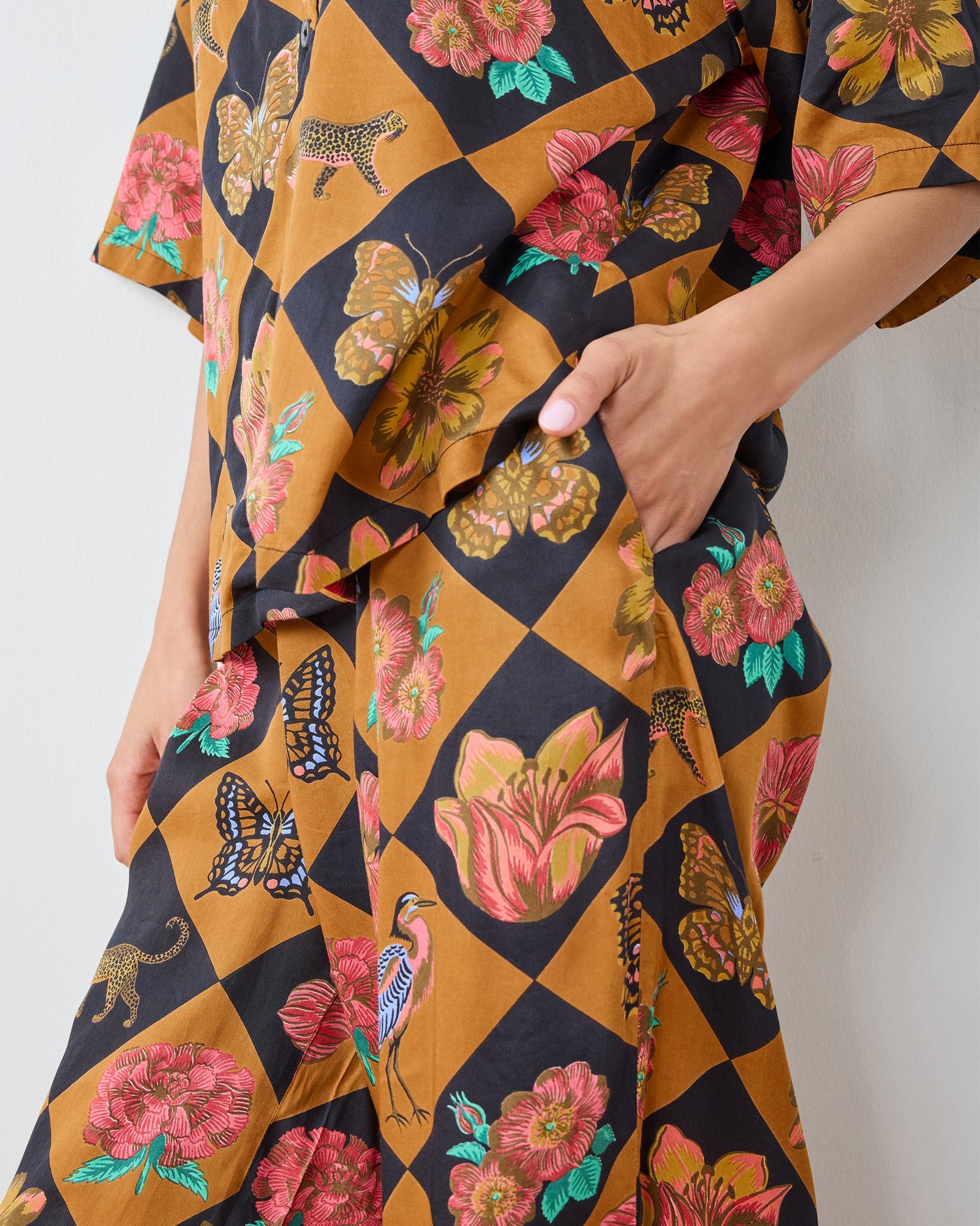 Botanical Checkerboard - Eco Satin Wildest Dreams Set | Caramel