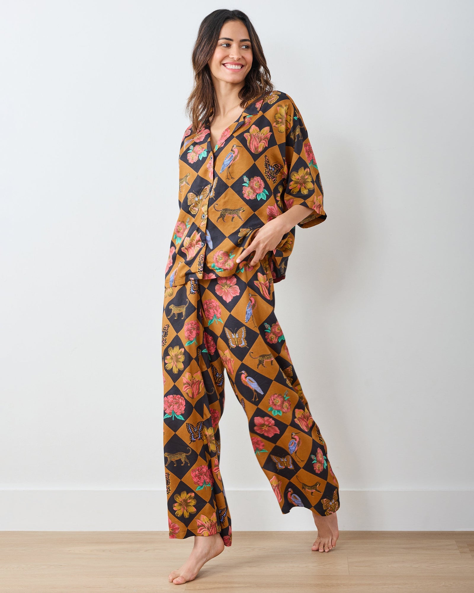 Botanical Checkerboard - Eco Satin Wildest Dreams Set | Caramel