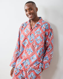 Reindeer Games - Men's Lightweight Flannel Long PJ Set - Red Sleigh - Printfresh