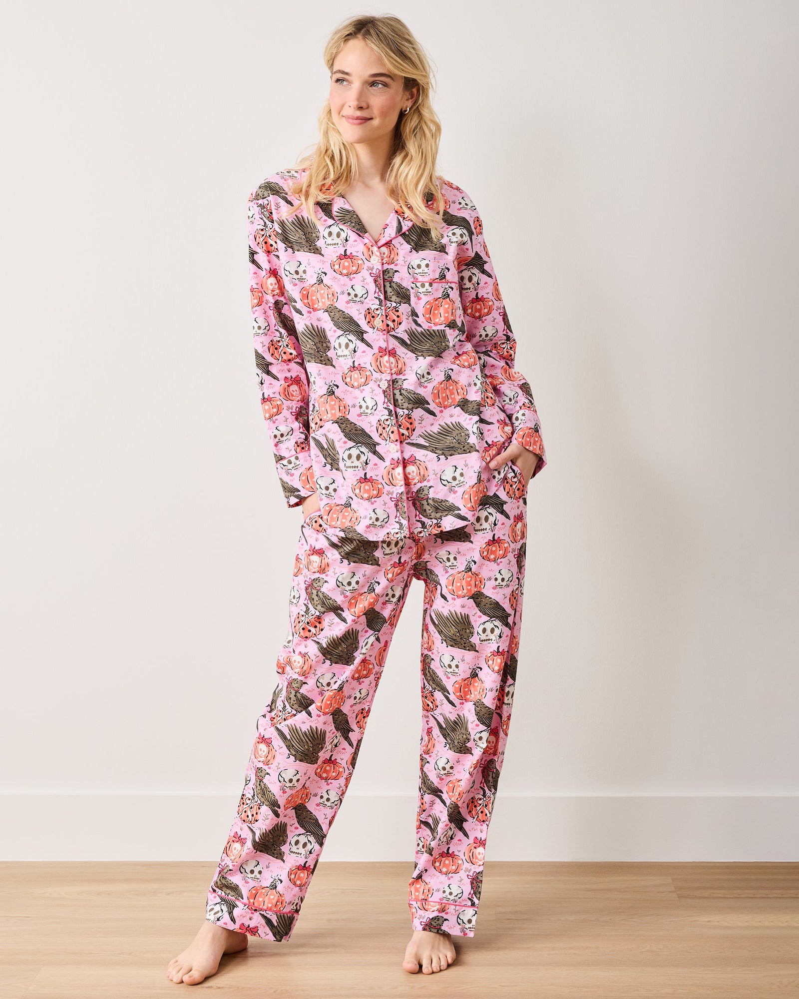 Sleepy Hollow - Long PJ Set - Nevermore Pink - Printfresh