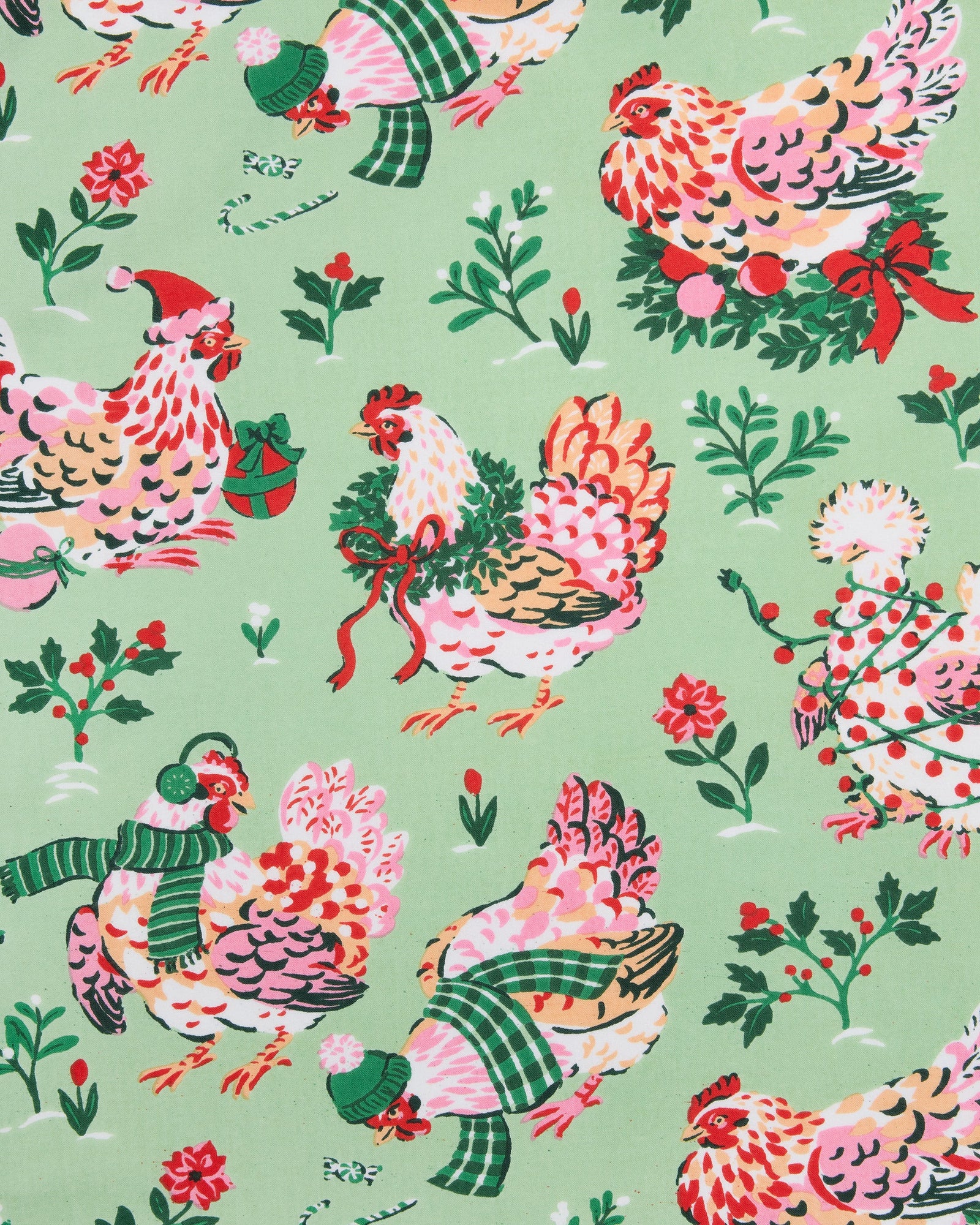 Holiday Hens - Daylight Nightgown - Sage - Printfresh