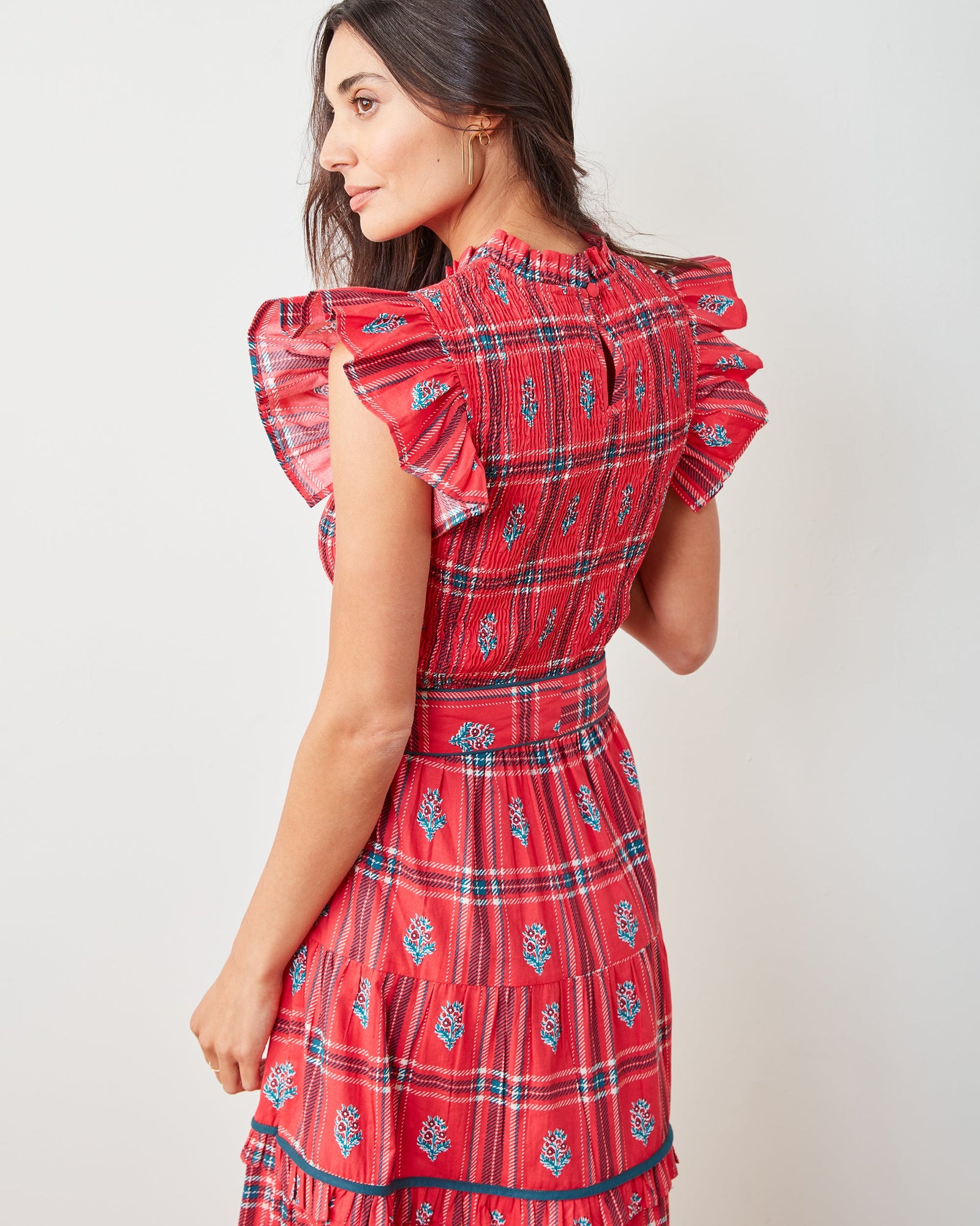 Ready to Ruffle Dress | Nostalgia Plaid (Red)